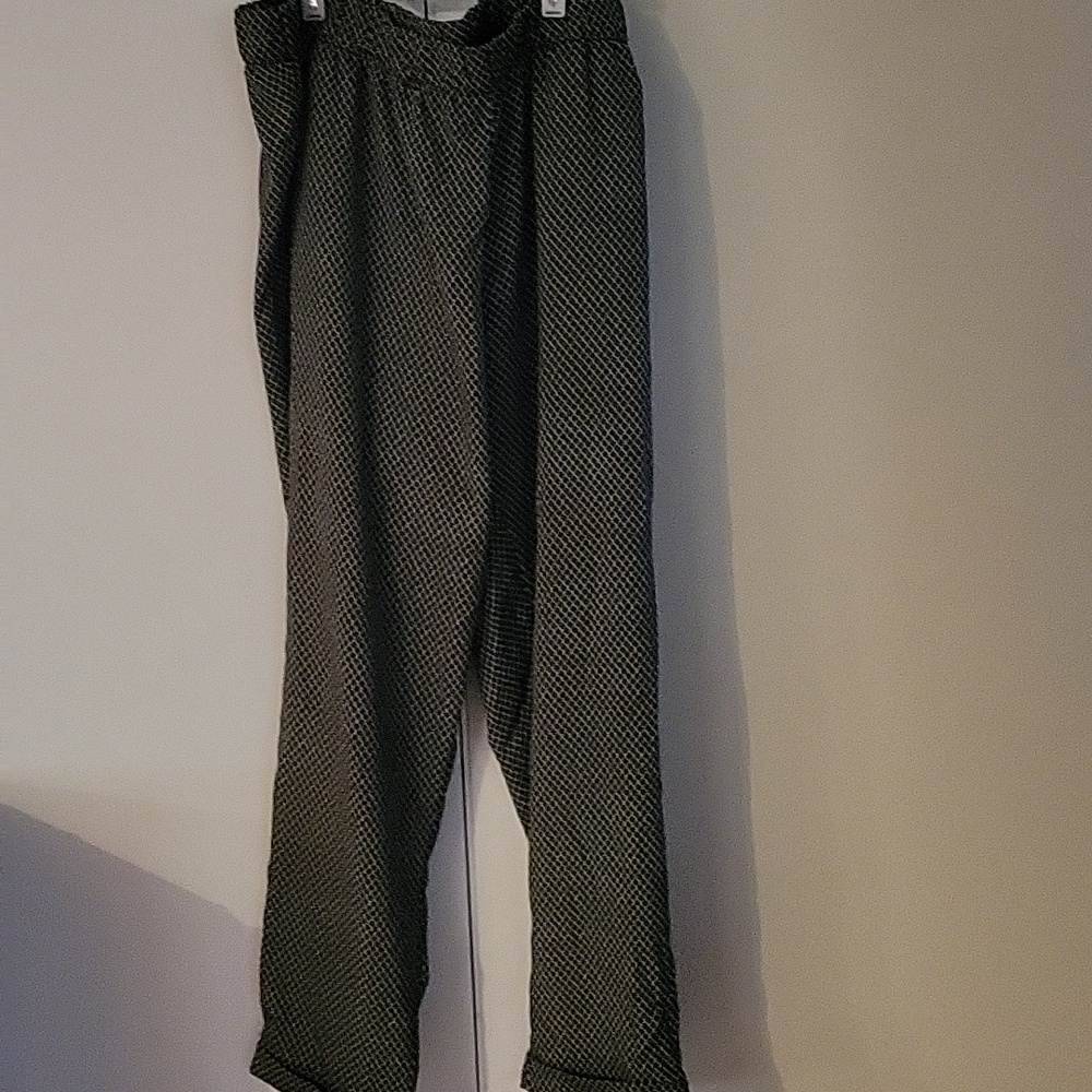 Navy & White Geometric Print Elastic Waist Pants H&M sz 12